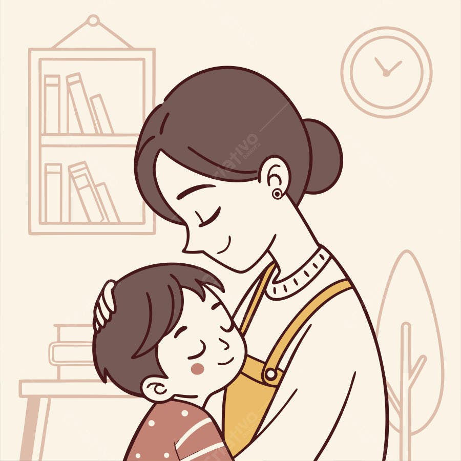 Ilustração de cuidado maternal